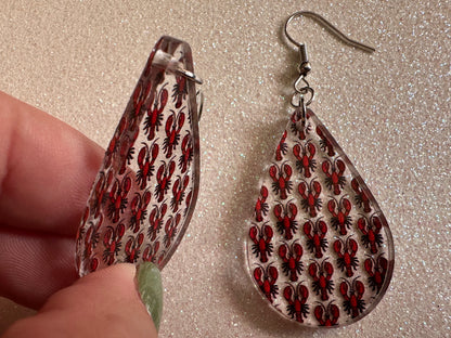 Red Lobster Earrings: Laser Cut Acrylic Lobsters, Aquarium, Ocean Animals, Sea Creatures, Fish Tank, Fisherman, BestGifts for Her/Him/Them