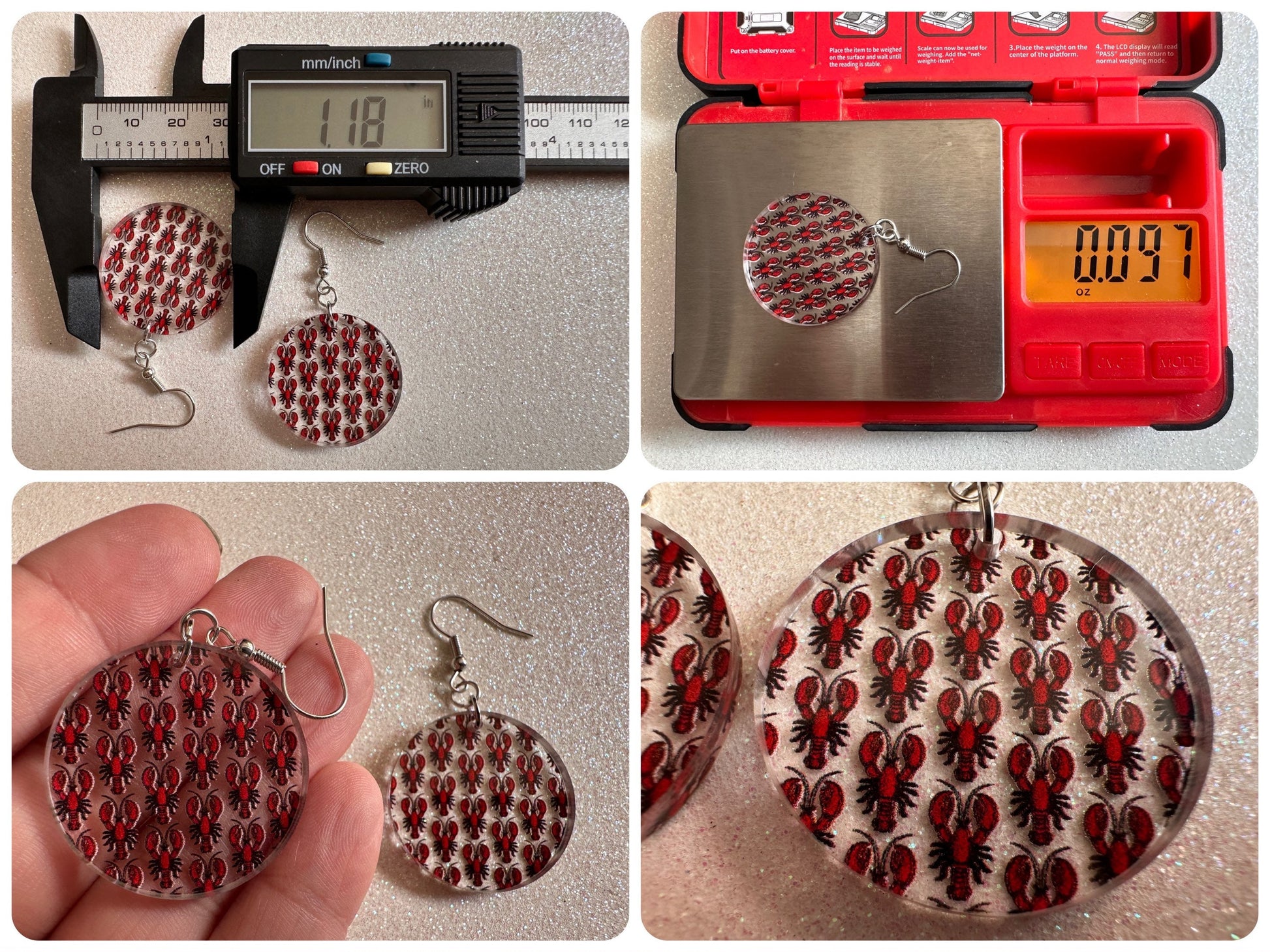 Red Lobster Earrings: Laser Cut Acrylic Lobsters, Aquarium, Ocean Animals, Sea Creatures, Fish Tank, Fisherman, BestGifts for Her/Him/Them