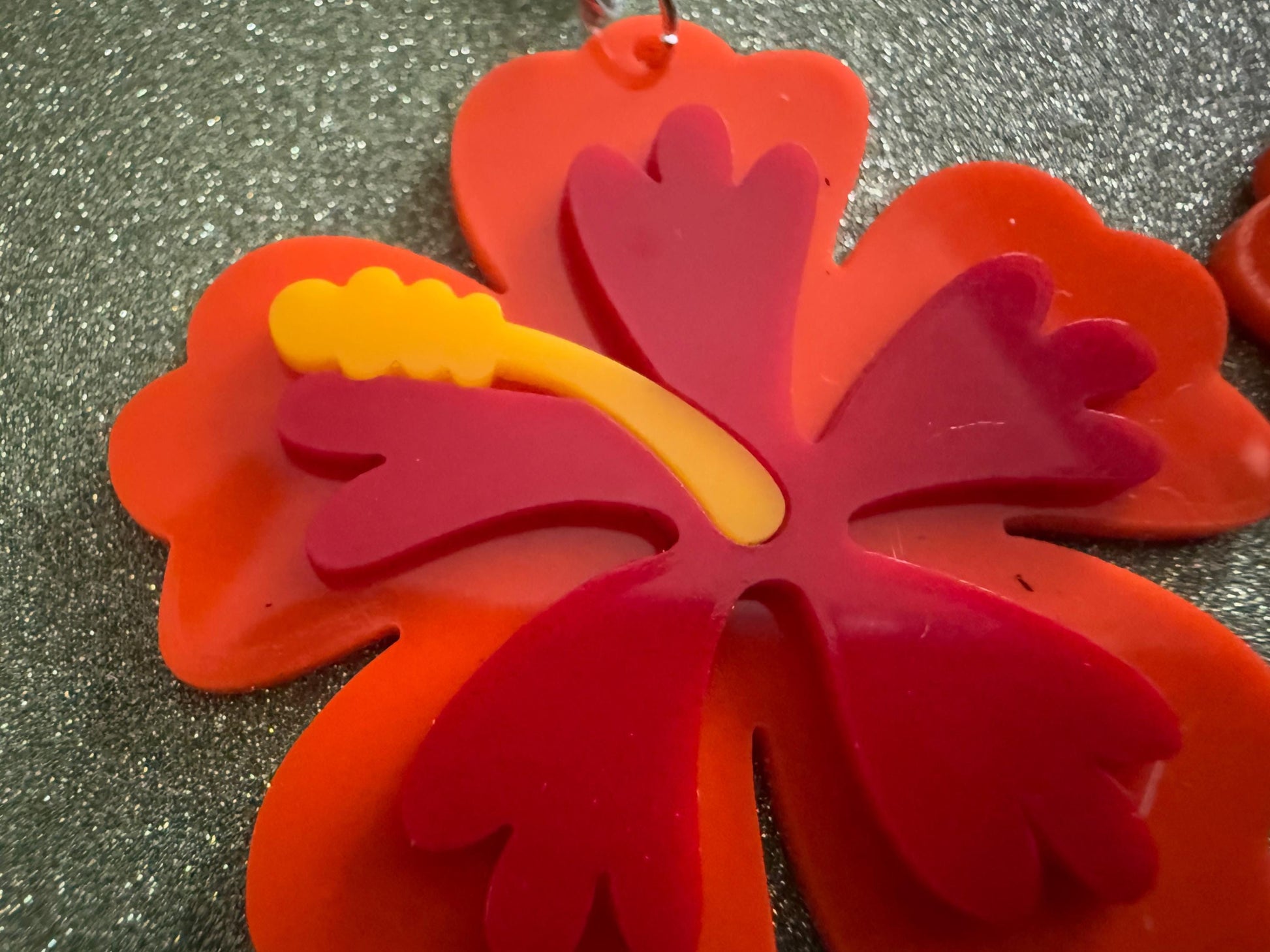 Red Orange Hibiscus Earrings: Laser Cut Acrylic Flowers, Floral, Flower, Hawaii, Maui Strong, Summer Vibes, Best Gifts for Her/Him/Them