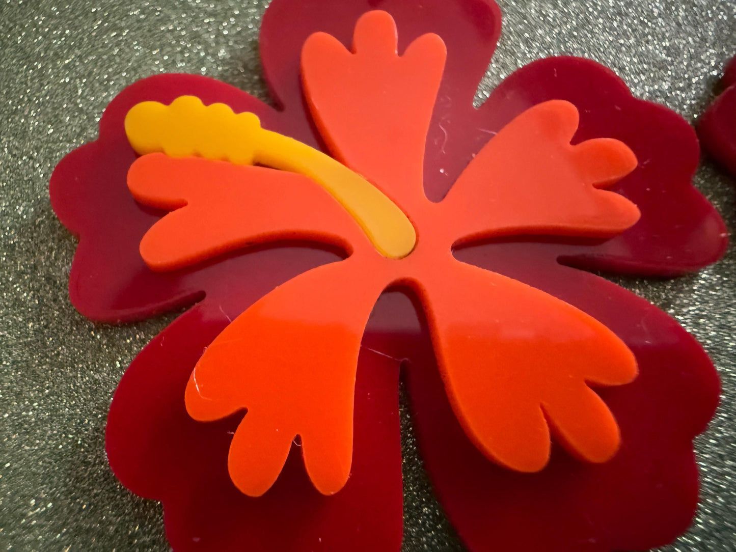Red Orange Hibiscus Earrings: Laser Cut Acrylic Flowers, Floral, Flower, Hawaii, Maui Strong, Summer Vibes, Best Gifts for Her/Him/Them