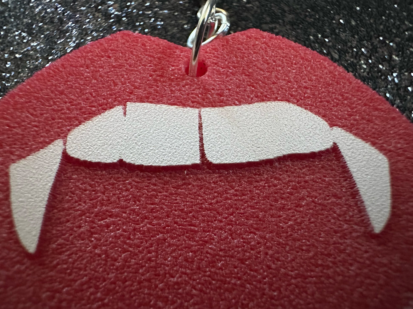 Red Vampire Lip Earrings: Laser Cut Acrylic Lips, Girl, Woman, Vampire, Kiss, Halloween, Valentines, Fangs, Best Gifts for Her/Him/Them