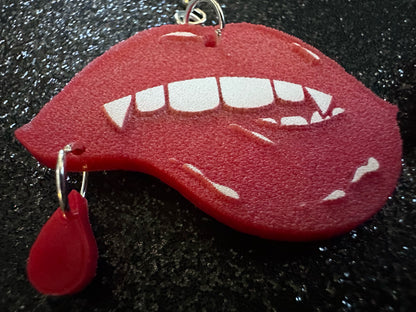 Red Vampire Lip Earrings: Laser Cut Acrylic Lips, Girl, Woman, Vampire, Kiss, Halloween, Valentines, Fangs, Best Gifts for Her/Him/Them