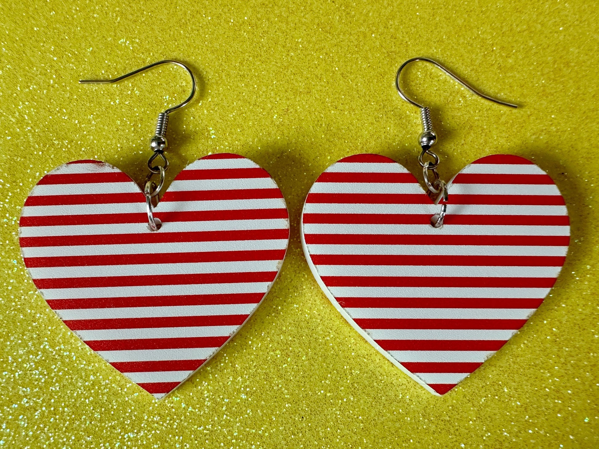 Red & White Stripe Earrings: Laser Cut Acrylic Stripes, Horizontal Stripes, Vertical Stripes, Diagonal Stripes, Best Gifts for Her/Him/Them
