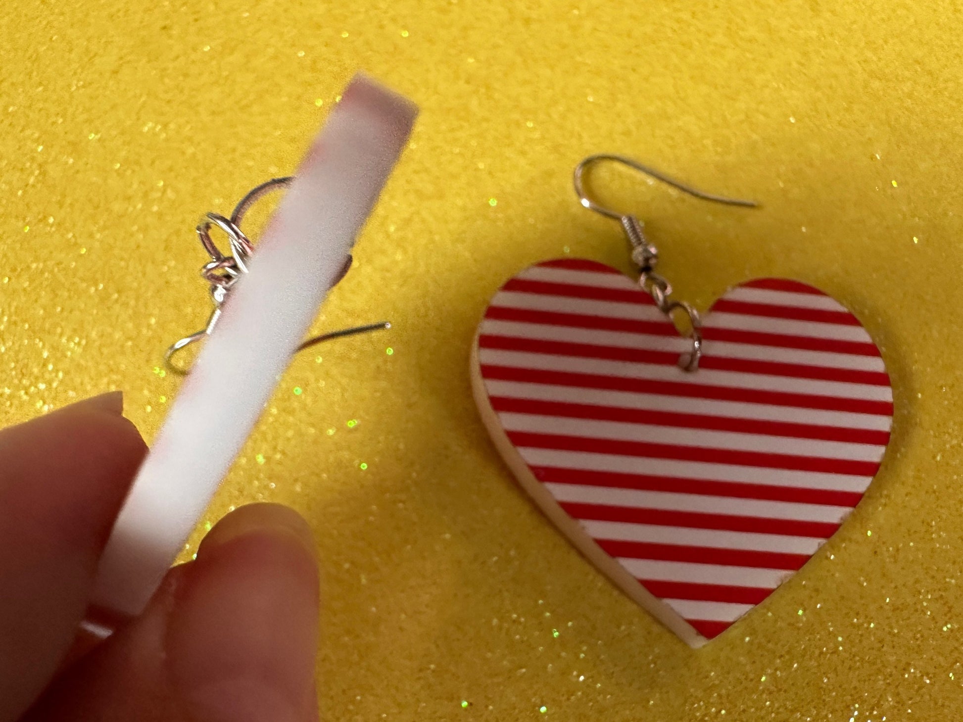 Red & White Stripe Earrings: Laser Cut Acrylic Stripes, Horizontal Stripes, Vertical Stripes, Diagonal Stripes, Best Gifts for Her/Him/Them
