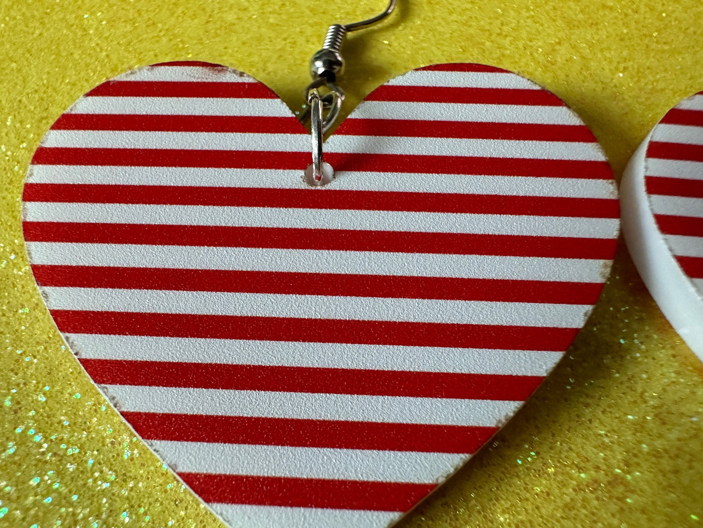 Red & White Stripe Earrings: Laser Cut Acrylic Stripes, Horizontal Stripes, Vertical Stripes, Diagonal Stripes, Best Gifts for Her/Him/Them