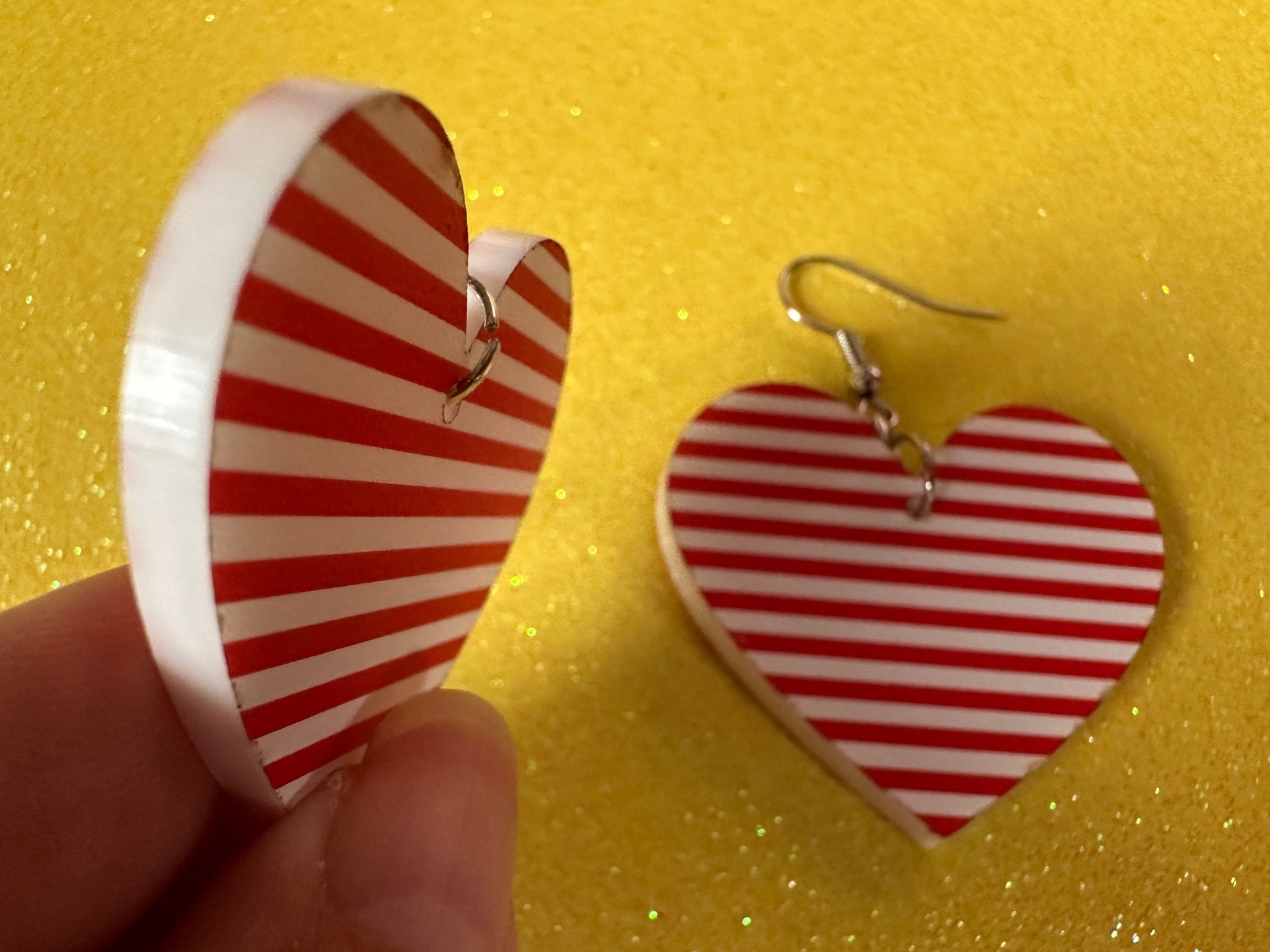 Red & White Stripe Earrings: Laser Cut Acrylic Stripes, Horizontal Stripes, Vertical Stripes, Diagonal Stripes, Best Gifts for Her/Him/Them