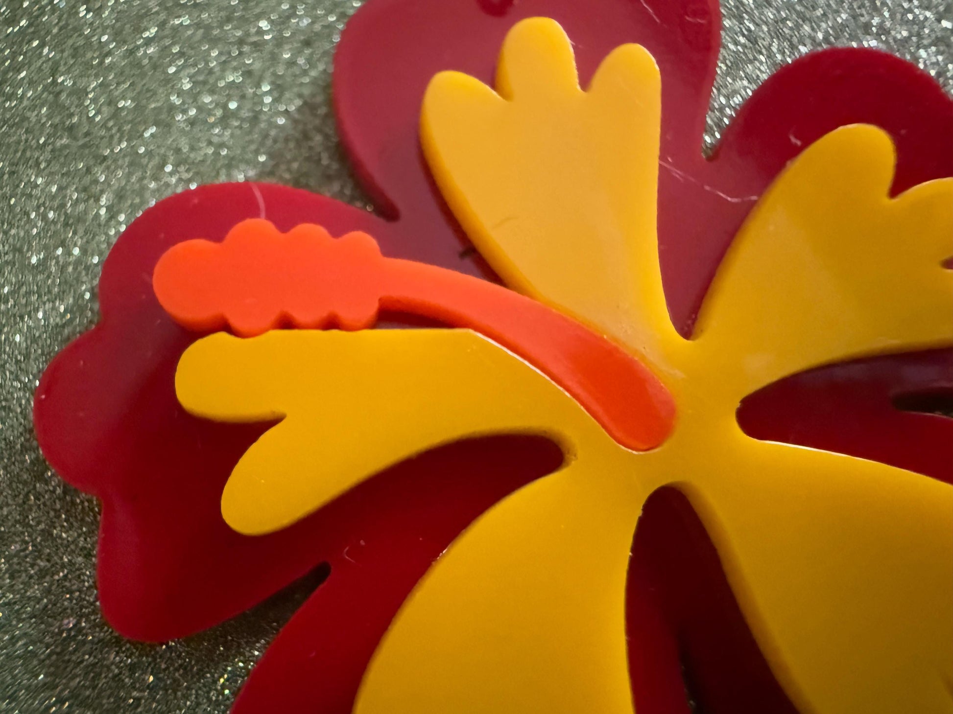 Red Yellow Hibiscus Earrings: Laser Cut Acrylic Flowers, Floral, Flower, Hawaii, Maui Strong, Summer Vibes, Best Gifts for Her/Him/Them