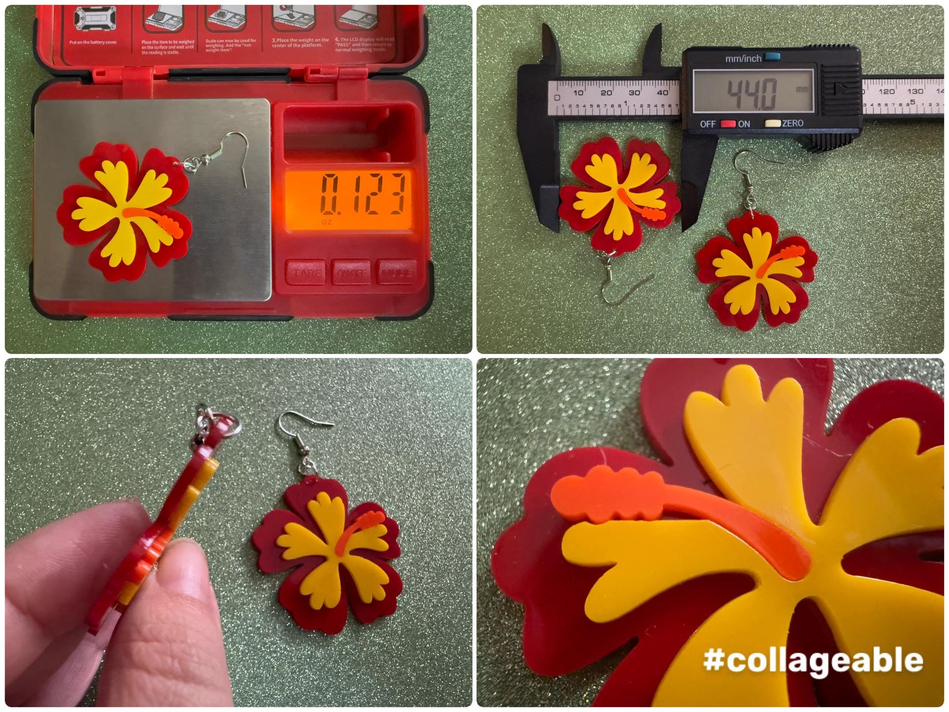 Red Yellow Hibiscus Earrings: Laser Cut Acrylic Flowers, Floral, Flower, Hawaii, Maui Strong, Summer Vibes, Best Gifts for Her/Him/Them