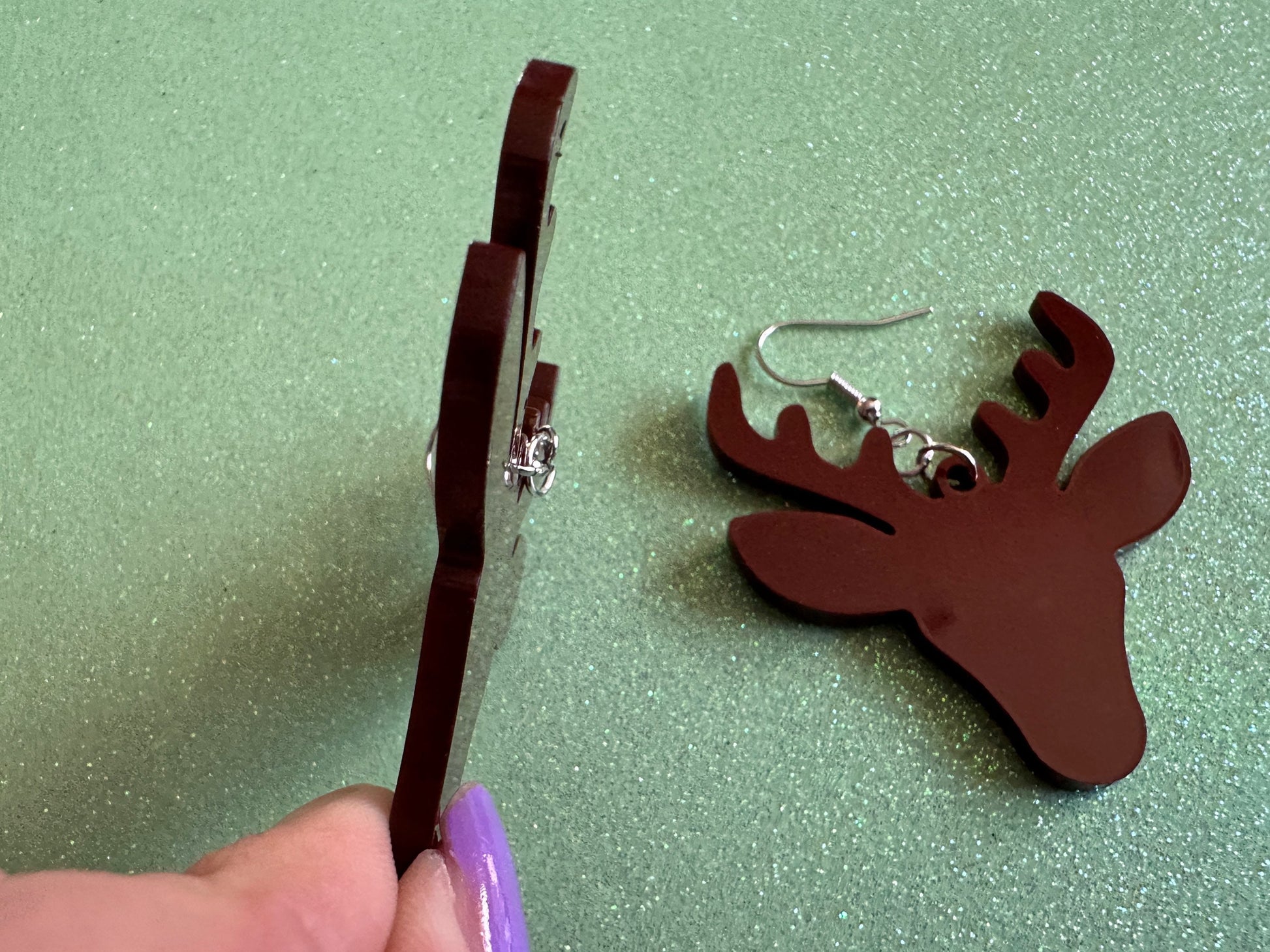 Reindeer Christmas Earrings: Light Brown Laser Cut Acrylic Deers, Xmas, Rudolf, Holiday, Deer, Winter, Best Gifts for Her/Him/Them