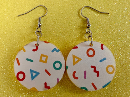 Retro Pettern Earrings: Laser Cut Acrylic Earrings, Colorful, Fun, Old School, Shapes, Colors, Patterns, Unique, Best Gifts for Her/Him/Them