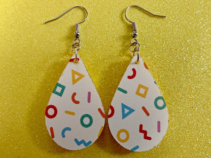 Retro Pettern Earrings: Laser Cut Acrylic Earrings, Colorful, Fun, Old School, Shapes, Colors, Patterns, Unique, Best Gifts for Her/Him/Them