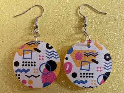 Retro Pettern Earrings: Laser Cut Acrylic Earrings, Colorful, Fun, Old School, Shapes, Colors, Patterns, Unique, Best Gifts for Her/Him/Them