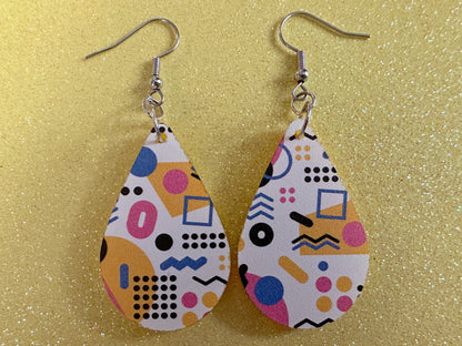 Retro Pettern Earrings: Laser Cut Acrylic Earrings, Colorful, Fun, Old School, Shapes, Colors, Patterns, Unique, Best Gifts for Her/Him/Them