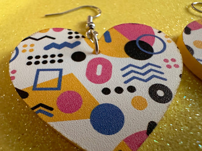 Retro Pettern Earrings: Laser Cut Acrylic Earrings, Colorful, Fun, Old School, Shapes, Colors, Patterns, Unique, Best Gifts for Her/Him/Them