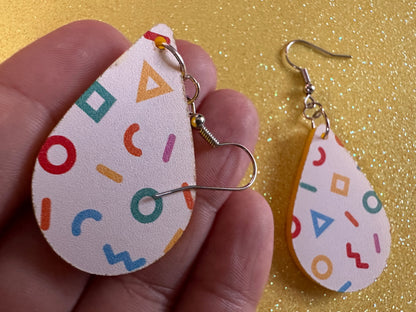 Retro Pettern Earrings: Laser Cut Acrylic Earrings, Colorful, Fun, Old School, Shapes, Colors, Patterns, Unique, Best Gifts for Her/Him/Them