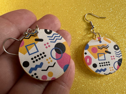 Retro Pettern Earrings: Laser Cut Acrylic Earrings, Colorful, Fun, Old School, Shapes, Colors, Patterns, Unique, Best Gifts for Her/Him/Them