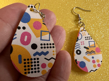 Retro Pettern Earrings: Laser Cut Acrylic Earrings, Colorful, Fun, Old School, Shapes, Colors, Patterns, Unique, Best Gifts for Her/Him/Them
