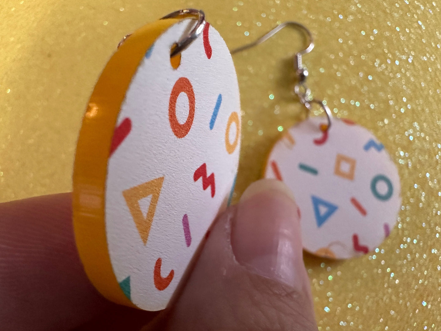 Retro Pettern Earrings: Laser Cut Acrylic Earrings, Colorful, Fun, Old School, Shapes, Colors, Patterns, Unique, Best Gifts for Her/Him/Them