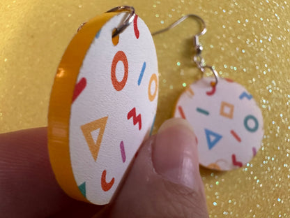Retro Pettern Earrings: Laser Cut Acrylic Earrings, Colorful, Fun, Old School, Shapes, Colors, Patterns, Unique, Best Gifts for Her/Him/Them