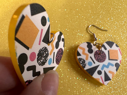 Retro Pettern Earrings: Laser Cut Acrylic Earrings, Colorful, Fun, Old School, Shapes, Colors, Patterns, Unique, Best Gifts for Her/Him/Them