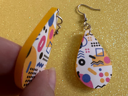Retro Pettern Earrings: Laser Cut Acrylic Earrings, Colorful, Fun, Old School, Shapes, Colors, Patterns, Unique, Best Gifts for Her/Him/Them