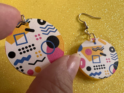 Retro Pettern Earrings: Laser Cut Acrylic Earrings, Colorful, Fun, Old School, Shapes, Colors, Patterns, Unique, Best Gifts for Her/Him/Them