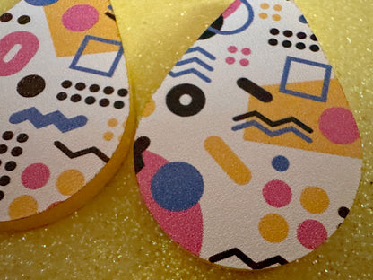 Retro Pettern Earrings: Laser Cut Acrylic Earrings, Colorful, Fun, Old School, Shapes, Colors, Patterns, Unique, Best Gifts for Her/Him/Them