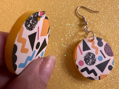 Retro Pettern Earrings: Laser Cut Acrylic Earrings, Colorful, Fun, Old School, Shapes, Colors, Patterns, Unique, Best Gifts for Her/Him/Them