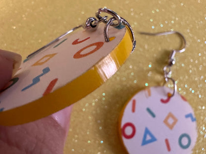 Retro Pettern Earrings: Laser Cut Acrylic Earrings, Colorful, Fun, Old School, Shapes, Colors, Patterns, Unique, Best Gifts for Her/Him/Them