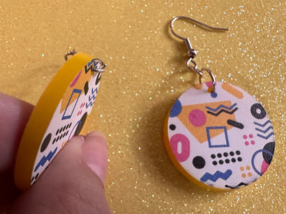 Retro Pettern Earrings: Laser Cut Acrylic Earrings, Colorful, Fun, Old School, Shapes, Colors, Patterns, Unique, Best Gifts for Her/Him/Them