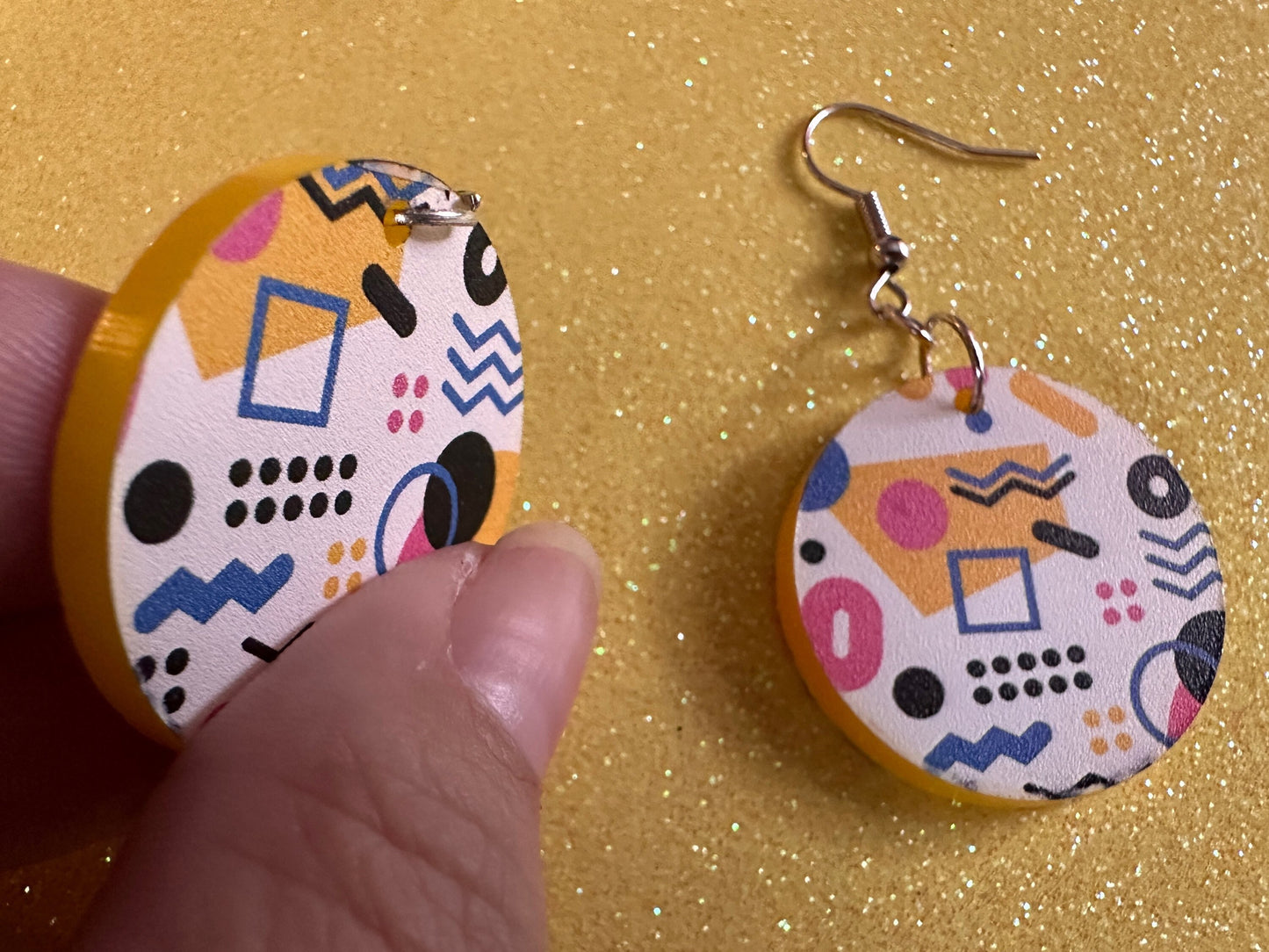 Retro Pettern Earrings: Laser Cut Acrylic Earrings, Colorful, Fun, Old School, Shapes, Colors, Patterns, Unique, Best Gifts for Her/Him/Them