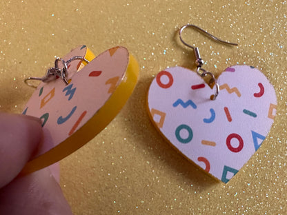 Retro Pettern Earrings: Laser Cut Acrylic Earrings, Colorful, Fun, Old School, Shapes, Colors, Patterns, Unique, Best Gifts for Her/Him/Them