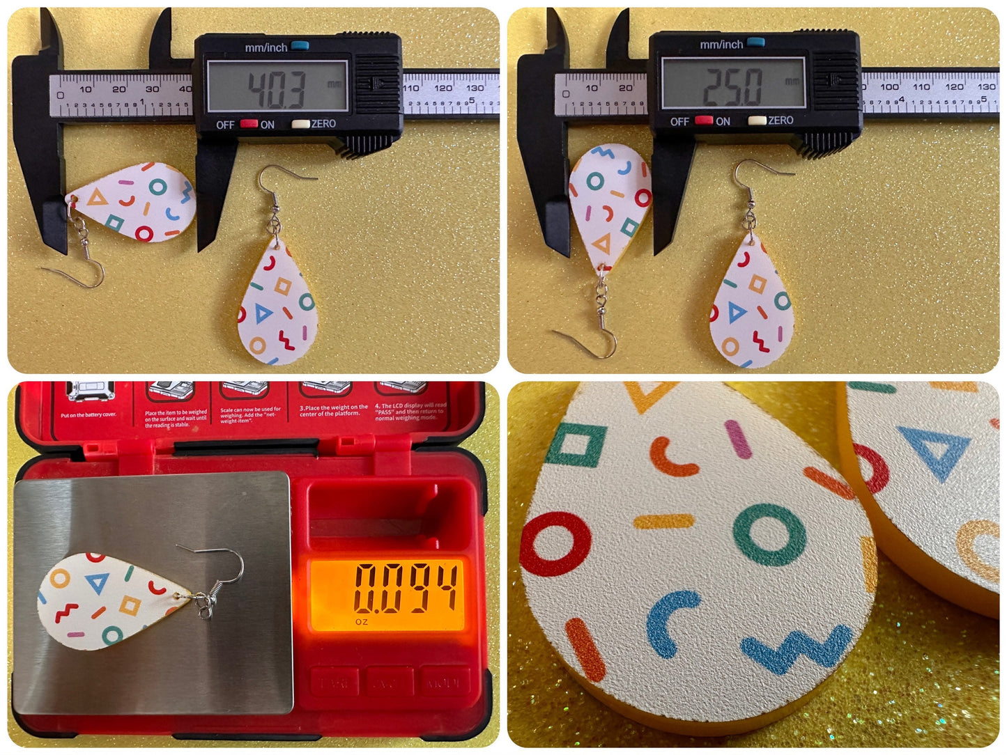 Retro Pettern Earrings: Laser Cut Acrylic Earrings, Colorful, Fun, Old School, Shapes, Colors, Patterns, Unique, Best Gifts for Her/Him/Them