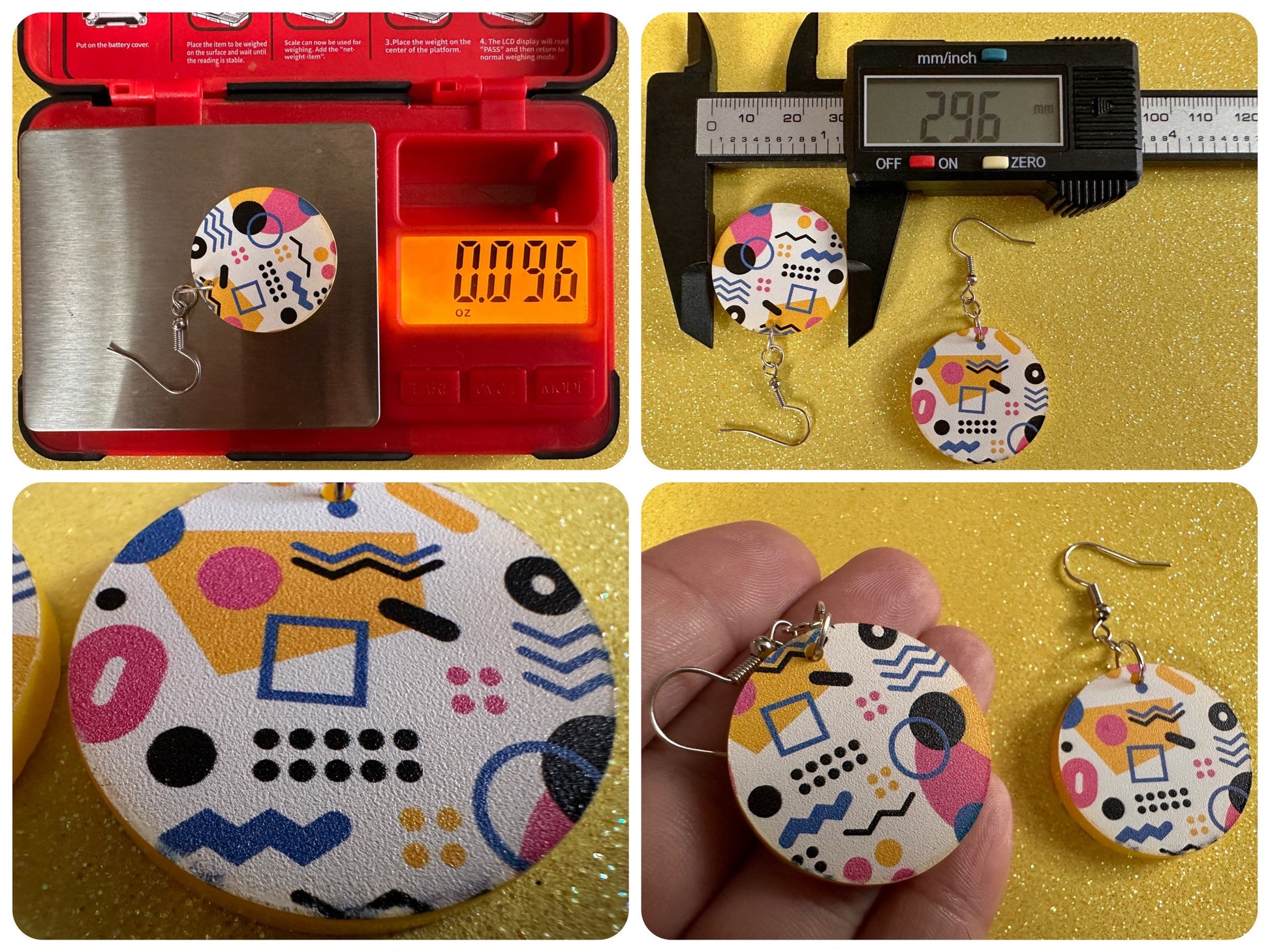 Retro Pettern Earrings: Laser Cut Acrylic Earrings, Colorful, Fun, Old School, Shapes, Colors, Patterns, Unique, Best Gifts for Her/Him/Them