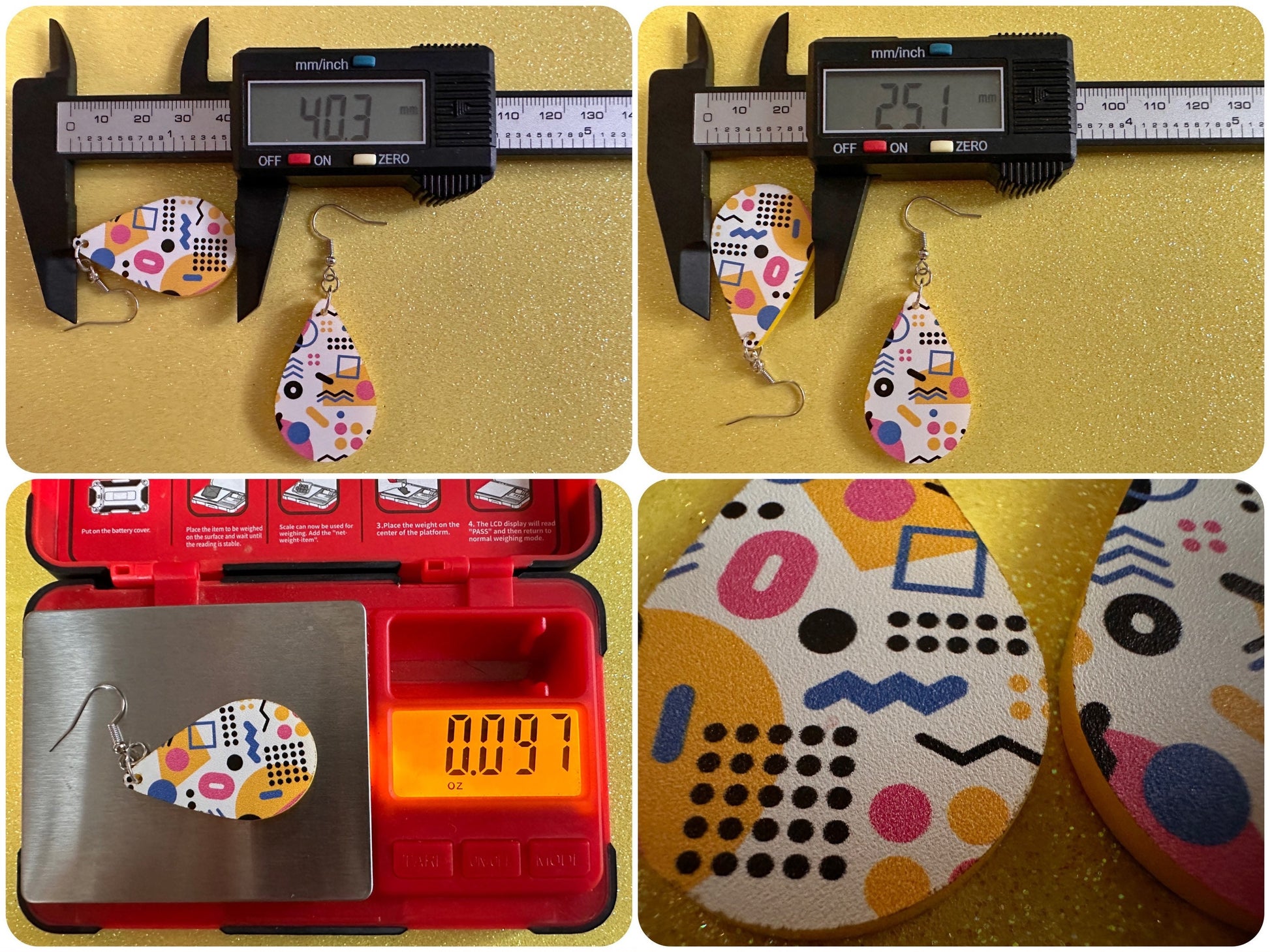 Retro Pettern Earrings: Laser Cut Acrylic Earrings, Colorful, Fun, Old School, Shapes, Colors, Patterns, Unique, Best Gifts for Her/Him/Them
