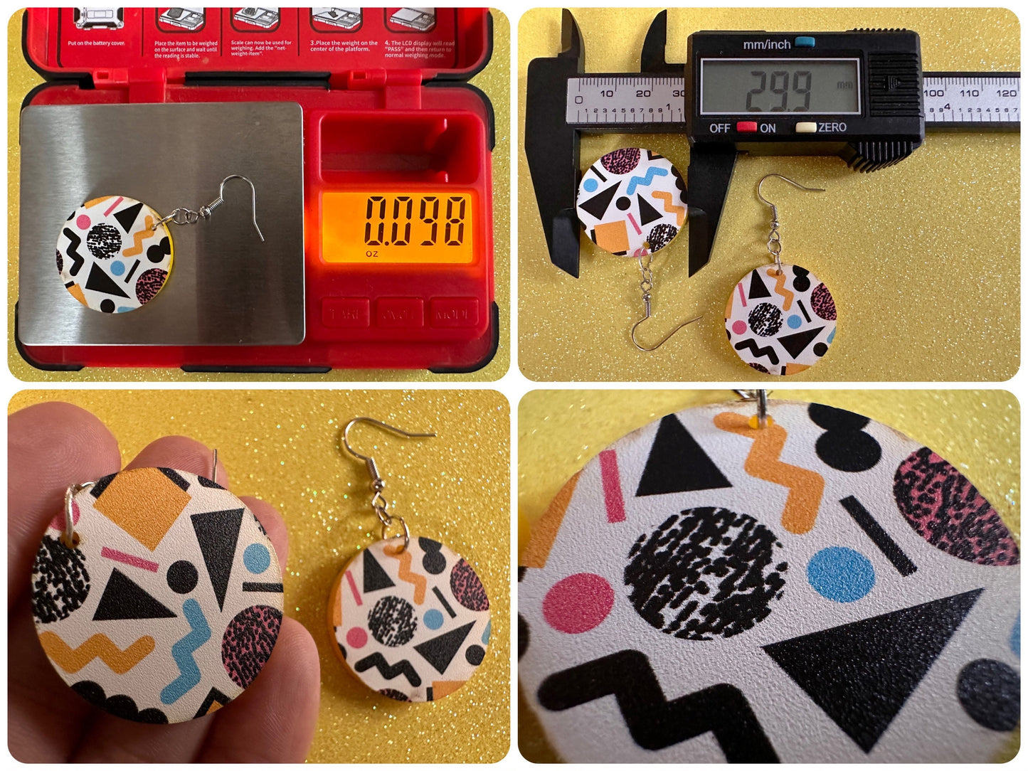Retro Pettern Earrings: Laser Cut Acrylic Earrings, Colorful, Fun, Old School, Shapes, Colors, Patterns, Unique, Best Gifts for Her/Him/Them