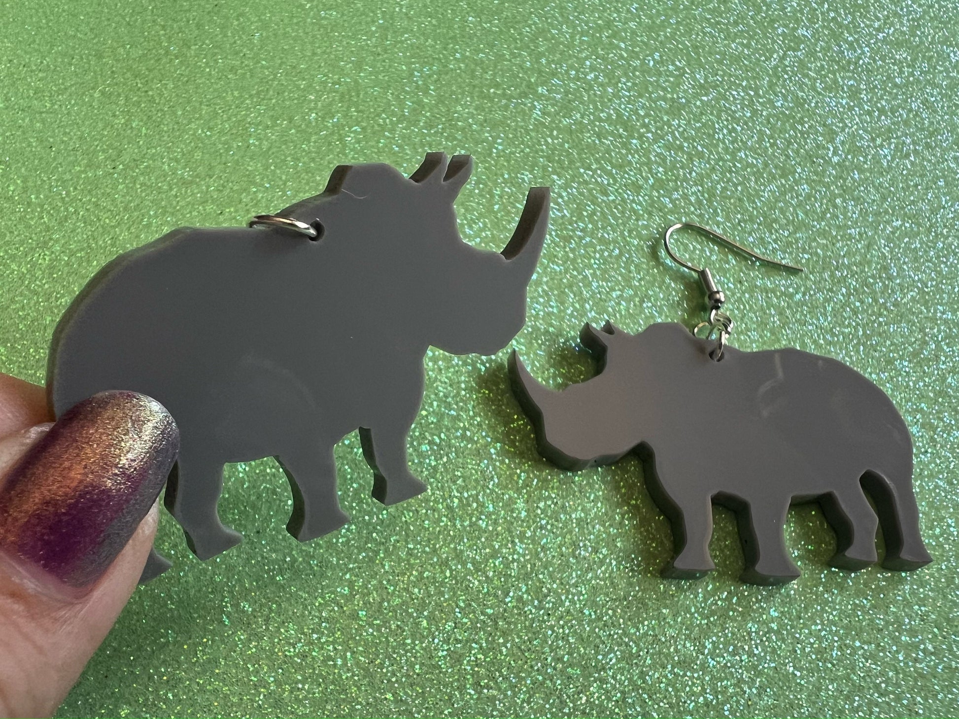 Rhino Earrings: Laser Cut Acrylic Rhinoceros, Simple Rhino Outline, Rhino Silhouette, Rhinos, Zoo Animals, Best Gifts for Her/Him/Them