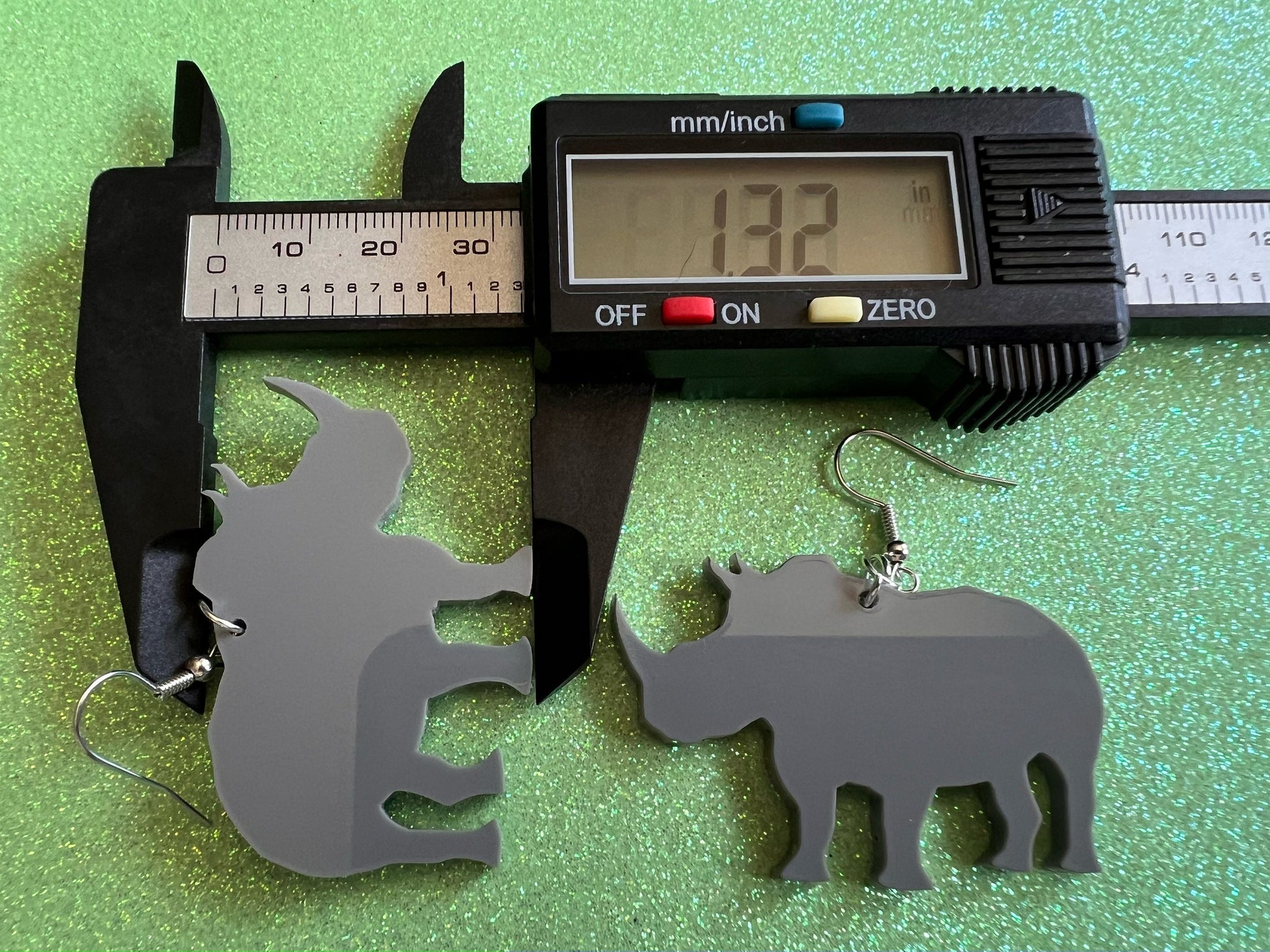 Rhino Earrings: Laser Cut Acrylic Rhinoceros, Simple Rhino Outline, Rhino Silhouette, Rhinos, Zoo Animals, Best Gifts for Her/Him/Them