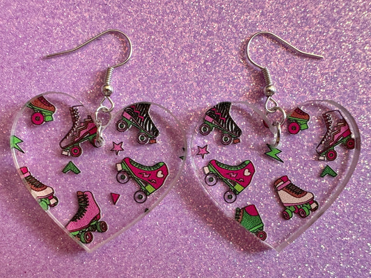 Roller Skating Earrings: Laser Cut Acrylic Rollerblades, Sports, Skate, Retro Hobby, Novelty Earrings, Costume, Best Gifts for Her/Him/Them