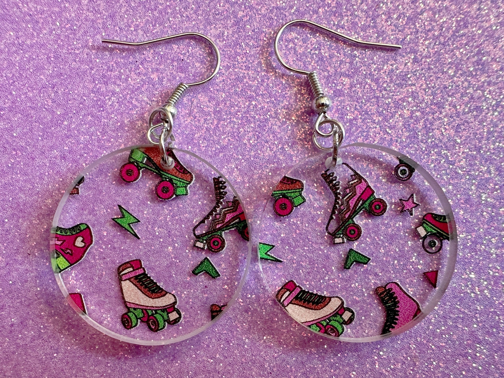 Roller Skating Earrings: Laser Cut Acrylic Rollerblades, Sports, Skate, Retro Hobby, Novelty Earrings, Costume, Best Gifts for Her/Him/Them