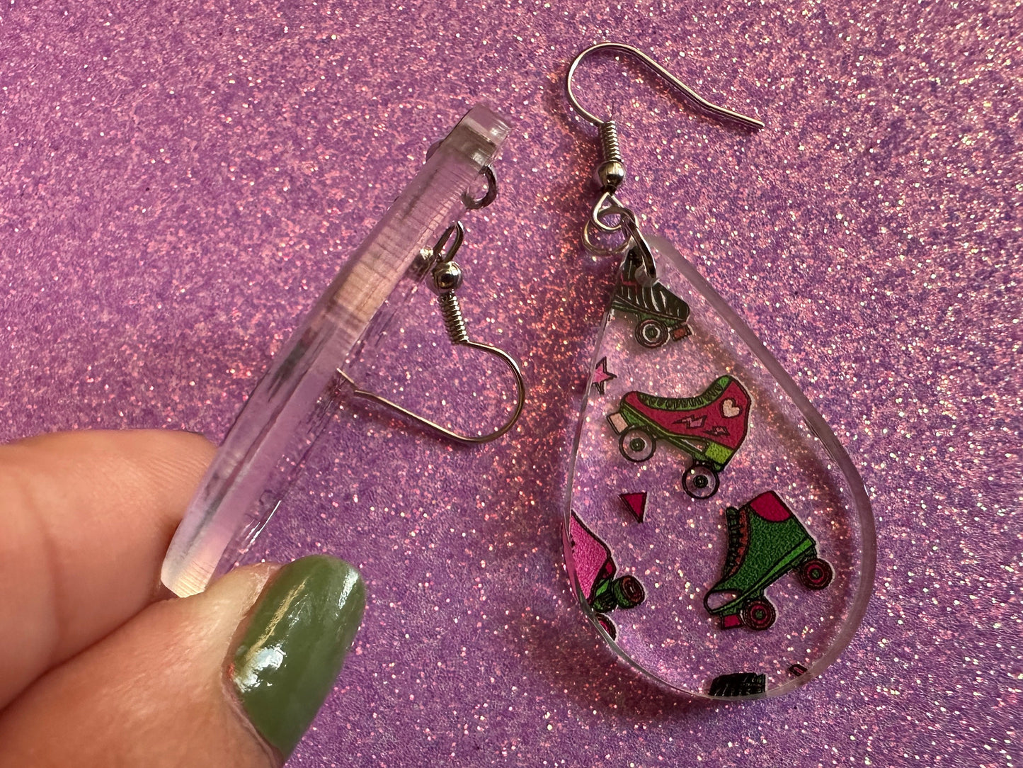 Roller Skating Earrings: Laser Cut Acrylic Rollerblades, Sports, Skate, Retro Hobby, Novelty Earrings, Costume, Best Gifts for Her/Him/Them