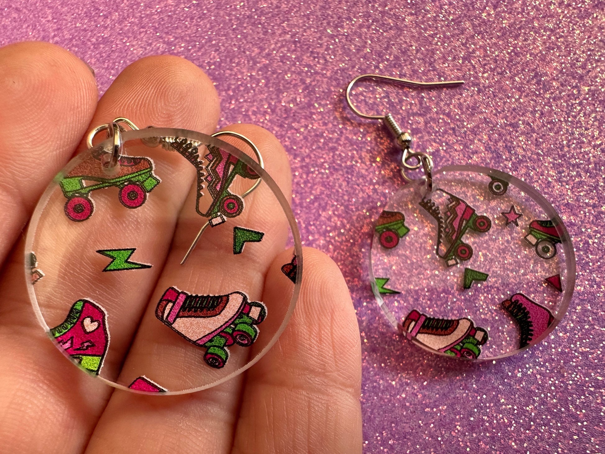 Roller Skating Earrings: Laser Cut Acrylic Rollerblades, Sports, Skate, Retro Hobby, Novelty Earrings, Costume, Best Gifts for Her/Him/Them