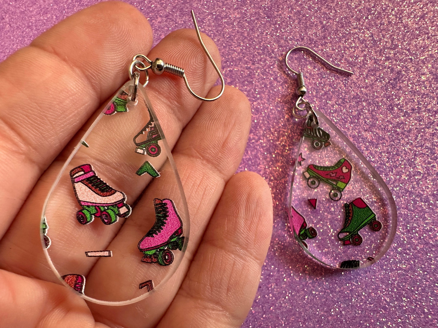 Roller Skating Earrings: Laser Cut Acrylic Rollerblades, Sports, Skate, Retro Hobby, Novelty Earrings, Costume, Best Gifts for Her/Him/Them