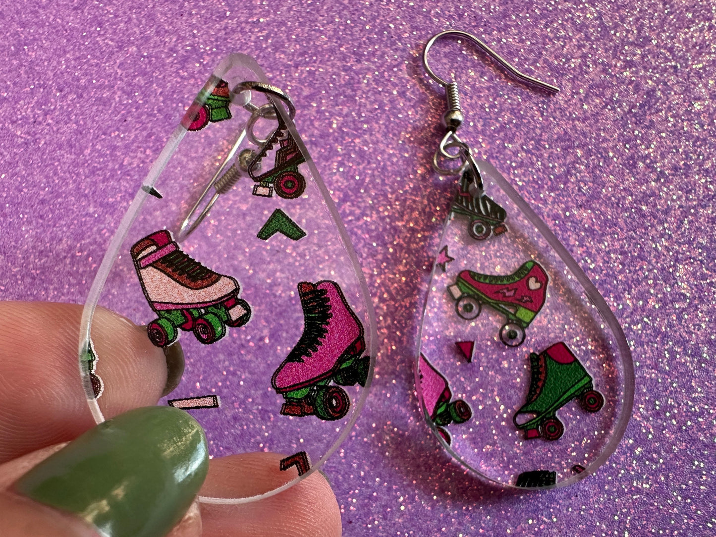 Roller Skating Earrings: Laser Cut Acrylic Rollerblades, Sports, Skate, Retro Hobby, Novelty Earrings, Costume, Best Gifts for Her/Him/Them