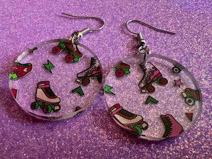 Roller Skating Earrings: Laser Cut Acrylic Rollerblades, Sports, Skate, Retro Hobby, Novelty Earrings, Costume, Best Gifts for Her/Him/Them