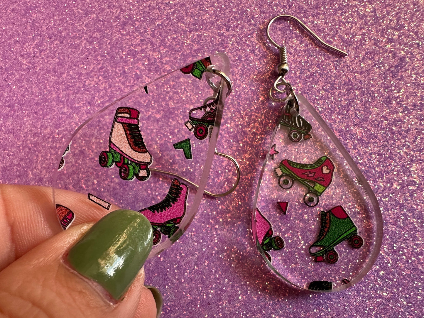 Roller Skating Earrings: Laser Cut Acrylic Rollerblades, Sports, Skate, Retro Hobby, Novelty Earrings, Costume, Best Gifts for Her/Him/Them