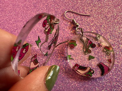 Roller Skating Earrings: Laser Cut Acrylic Rollerblades, Sports, Skate, Retro Hobby, Novelty Earrings, Costume, Best Gifts for Her/Him/Them