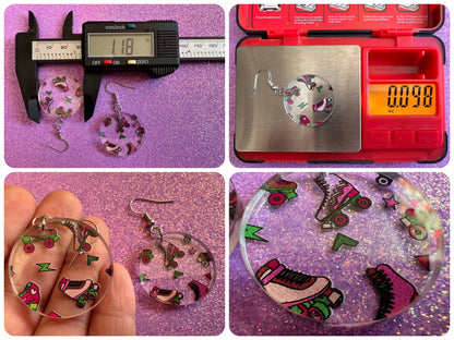 Roller Skating Earrings: Laser Cut Acrylic Rollerblades, Sports, Skate, Retro Hobby, Novelty Earrings, Costume, Best Gifts for Her/Him/Them