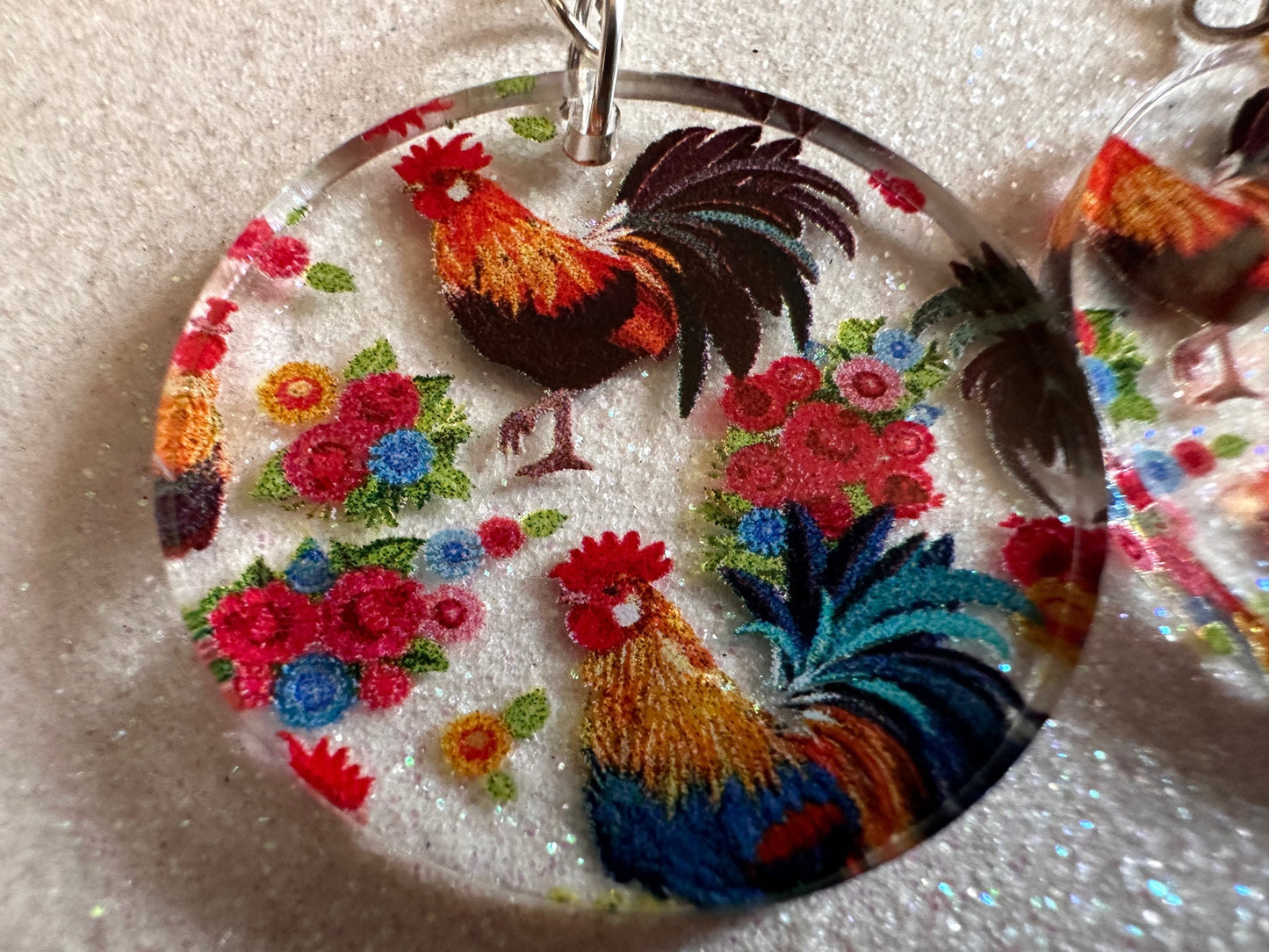 Rooster Earrings: Laser Cut Acrylic Chickens, Rooster, Farm Animals, Cottage Core, Chicks, Hens, Birds, Country, Best Gifts for Her/Him/Them