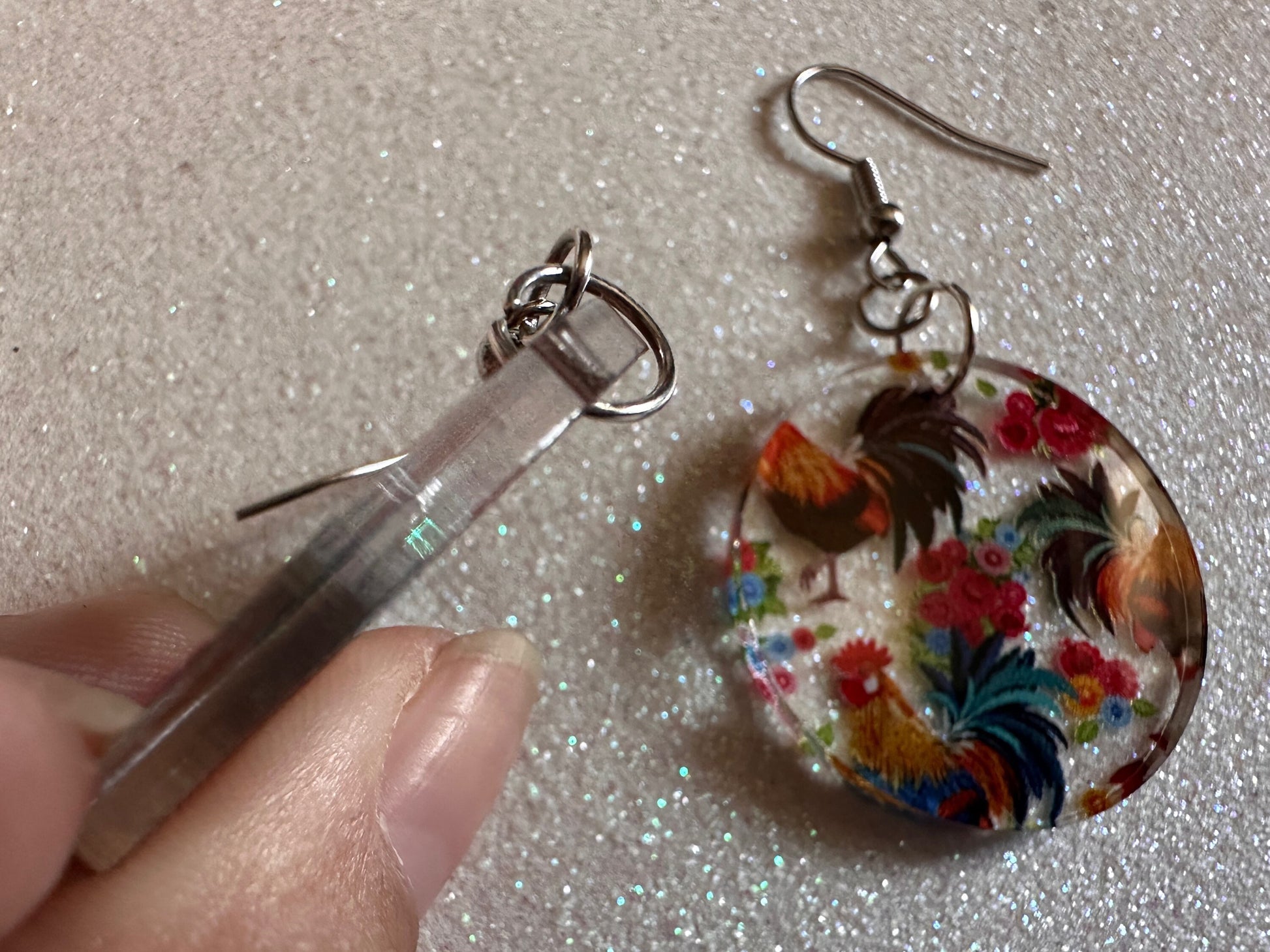 Rooster Earrings: Laser Cut Acrylic Chickens, Rooster, Farm Animals, Cottage Core, Chicks, Hens, Birds, Country, Best Gifts for Her/Him/Them